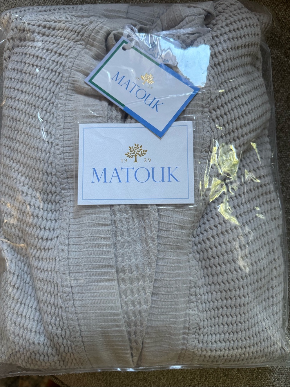Matouk Neutral Knit Robe in Light Beige